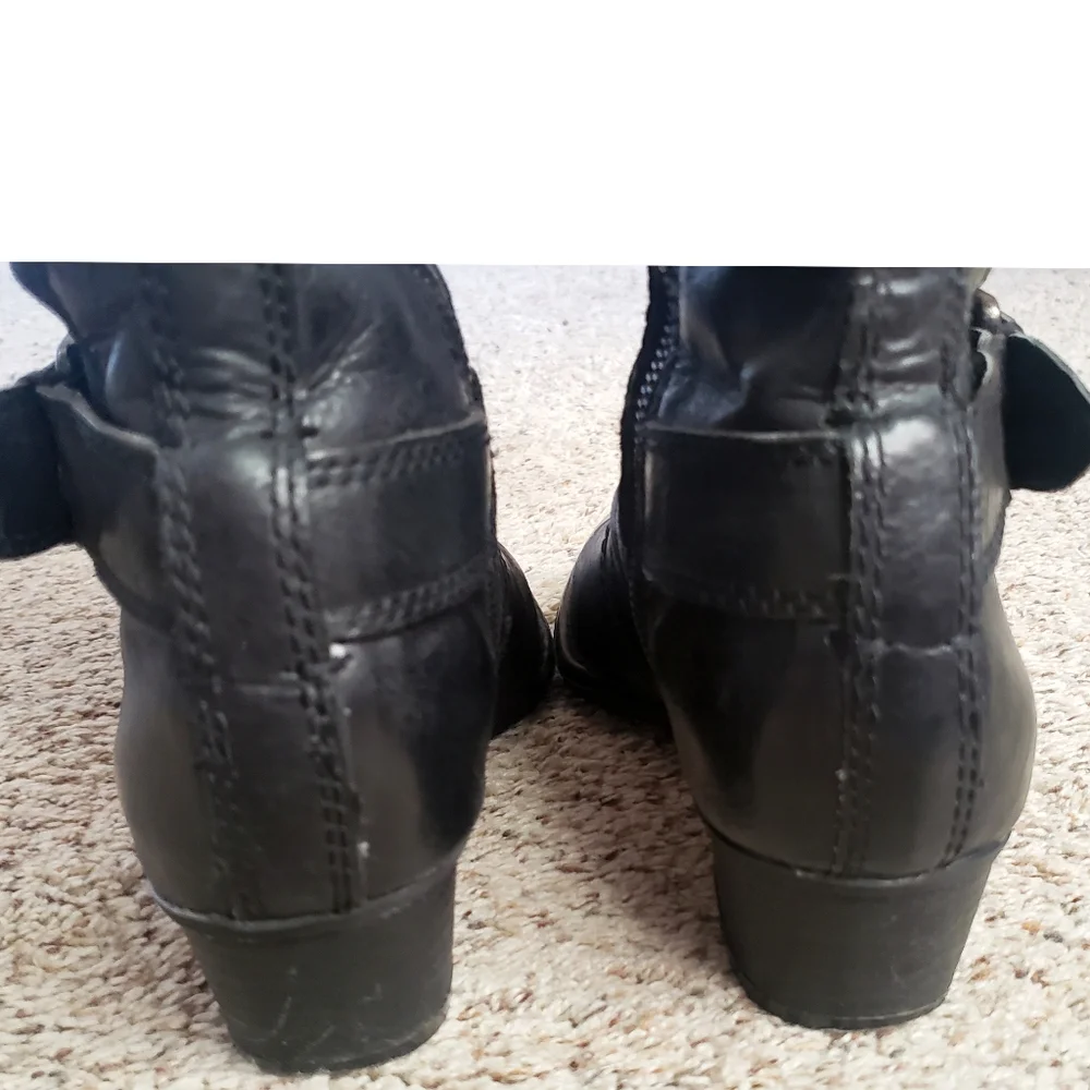 Giani Bernini Boots Allcott Women's Black Leather 7.5 Knee-High Tall Riding Boot